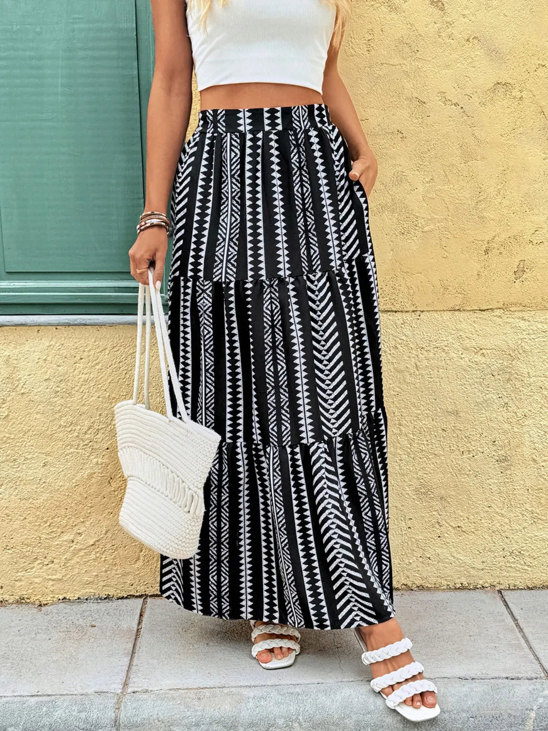 Printed High Waist Skirt
