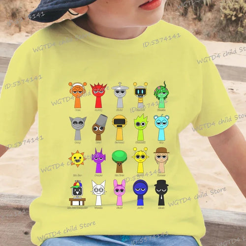 New Sprunki Kids T-shirt Cartoon Game Figure Printed Tops Tees Boys