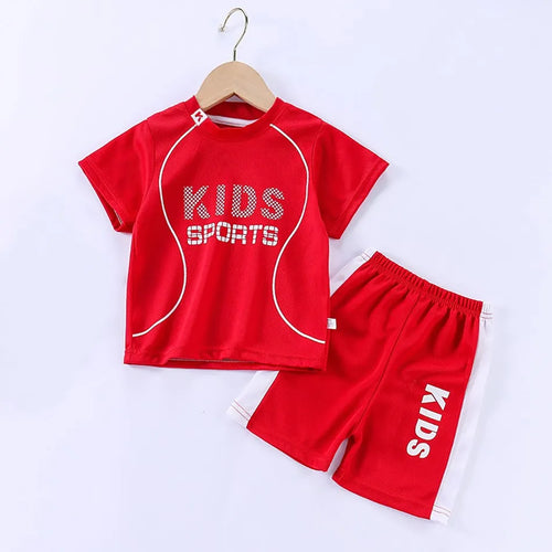 Children Summer Short Sleeve Football Basketball Suit Clothing Set Boy
