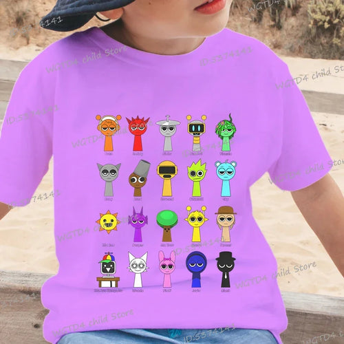 New Sprunki Kids T-shirt Cartoon Game Figure Printed Tops Tees Boys