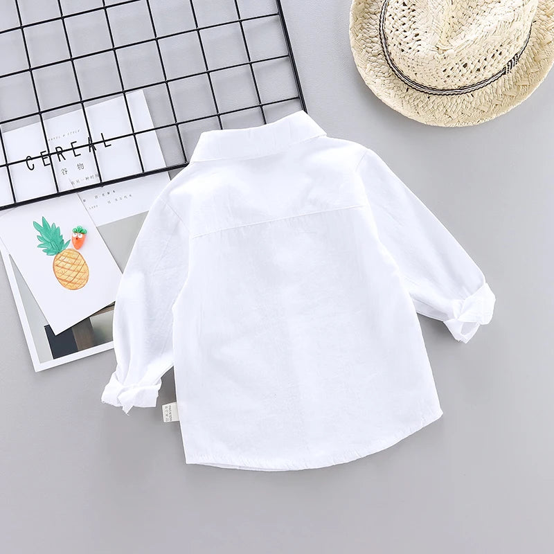 New Children SOLID WHITE Boys/girls Shirts Kids Tops Boys/girls Long