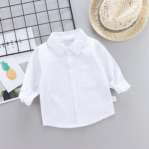 New Children SOLID WHITE Boys/girls Shirts Kids Tops Boys/girls Long