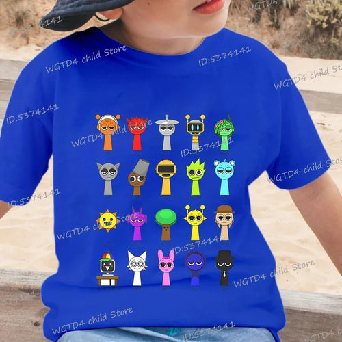 New Sprunki Kids T-shirt Cartoon Game Figure Printed Tops Tees Boys