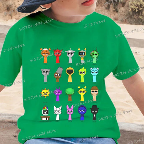 New Sprunki Kids T-shirt Cartoon Game Figure Printed Tops Tees Boys