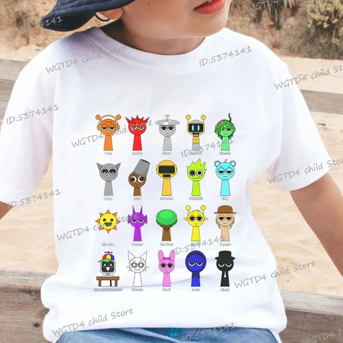 New Sprunki Kids T-shirt Cartoon Game Figure Printed Tops Tees Boys