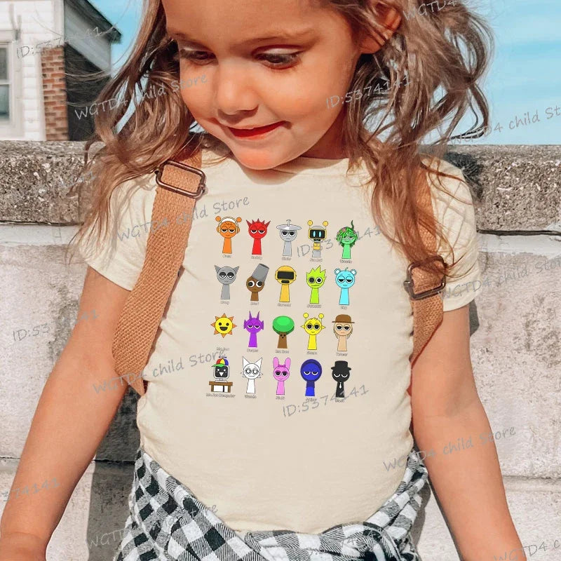 New Sprunki Kids T-shirt Cartoon Game Figure Printed Tops Tees Boys