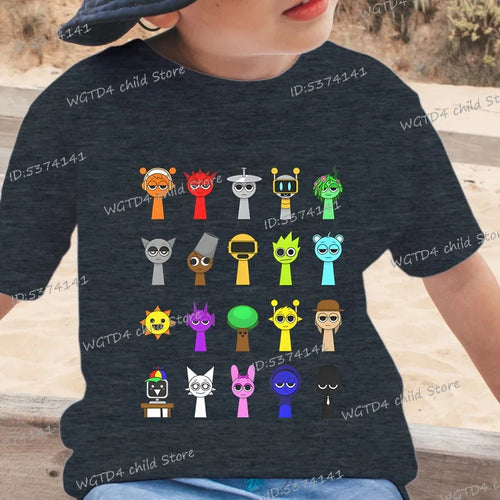 New Sprunki Kids T-shirt Cartoon Game Figure Printed Tops Tees Boys