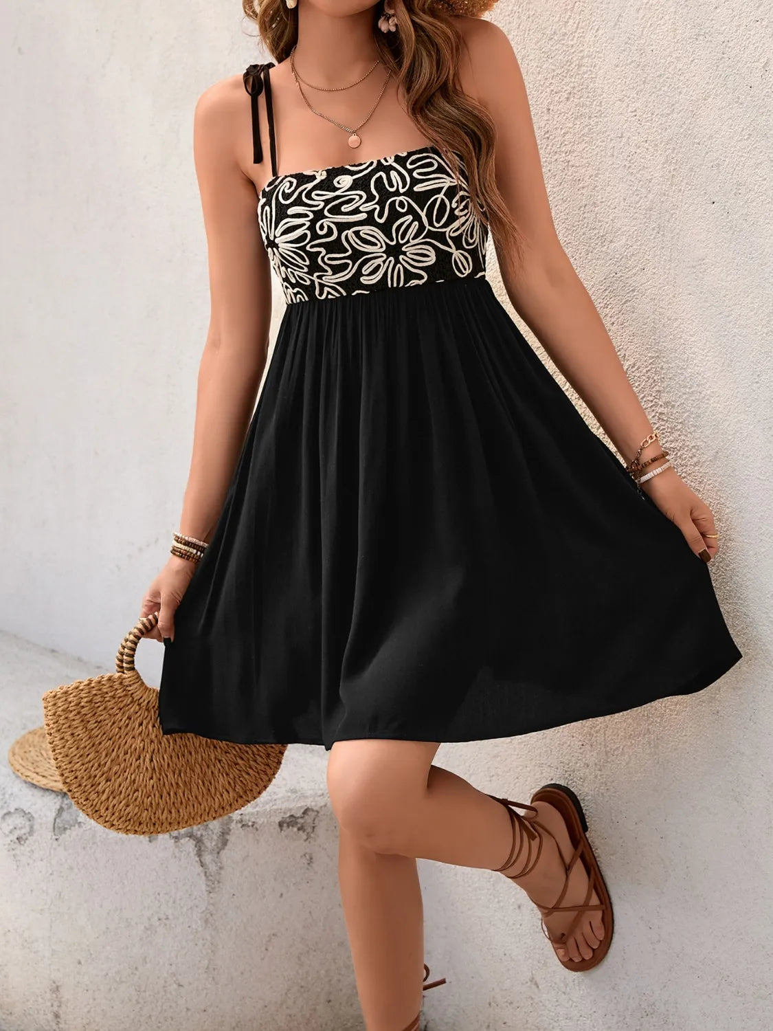 Tie Shoulder Mini Cami Dress
