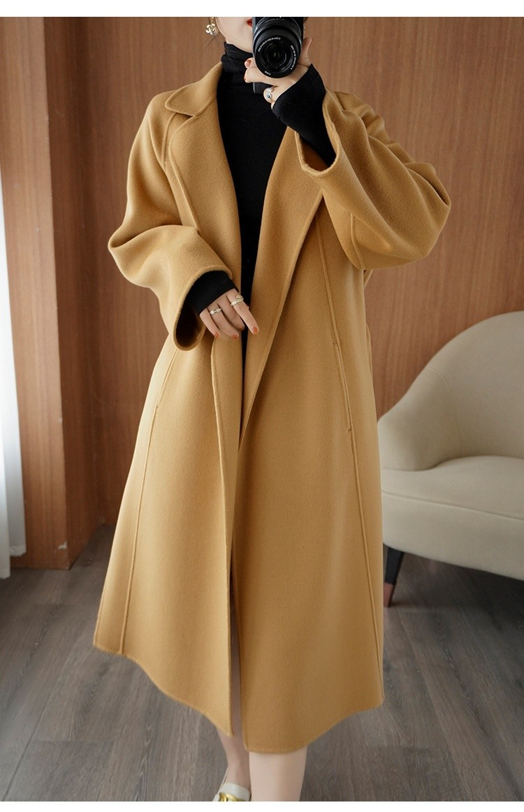 Reversible Cashmere Coat Women's Mid-length Loose Over Knee Coat