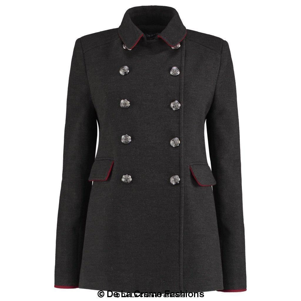 De La Creme Womens Military Style Pea Coat