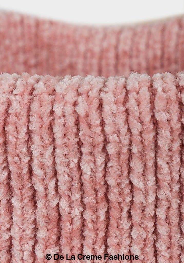 De La Creme - Womens Pink Roll Neck Chenille Jumper