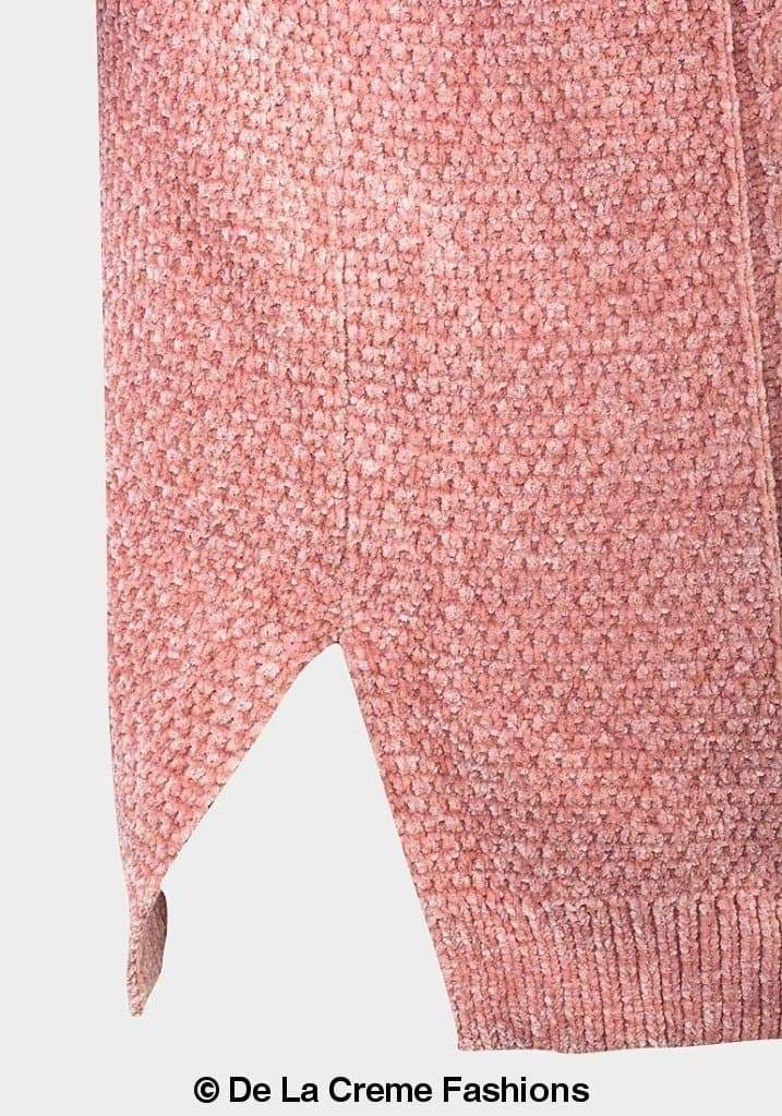 De La Creme - Womens Pink Roll Neck Chenille Jumper