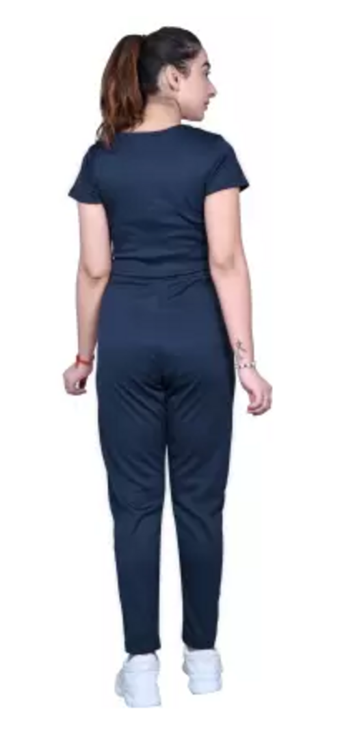 Women Top Chinos Co-ords Set (Color Navy Blue) (Size S)