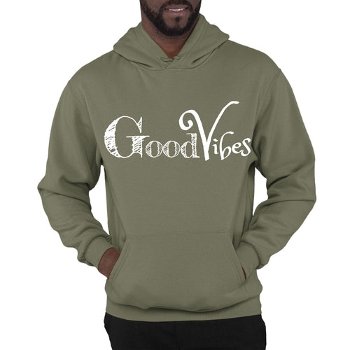 Mens Graphic Hoodie Good Vibes White Print