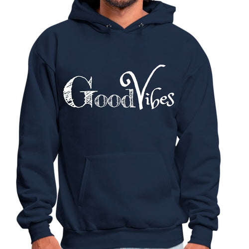 Mens Graphic Hoodie Good Vibes White Print