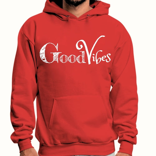 Mens Graphic Hoodie Good Vibes White Print