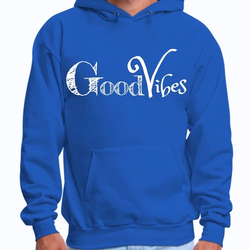 Mens Graphic Hoodie Good Vibes White Print