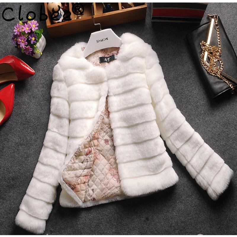 Womens Faux Fur Coat Jacket White Black Plus Sizes
