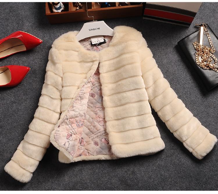 Womens Faux Fur Coat Jacket White Black Plus Sizes