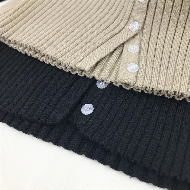 Women Button Up Ribbed Sweater Shirt Cropped Knit Cardigans Korean