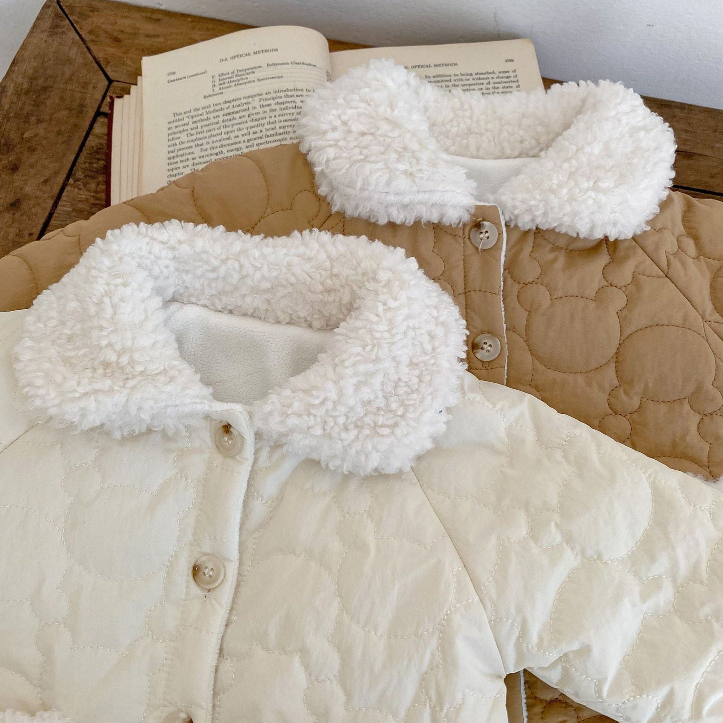 Baby Solid Color Lapel Design Quality Quilted Warm Jumpsuit