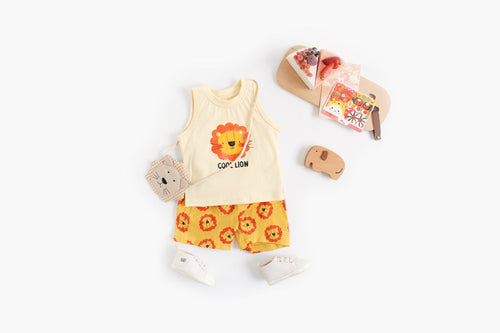 Baby Boy And Girl Animal Tiger Print Sleeveless Top Combo Shorts Sets