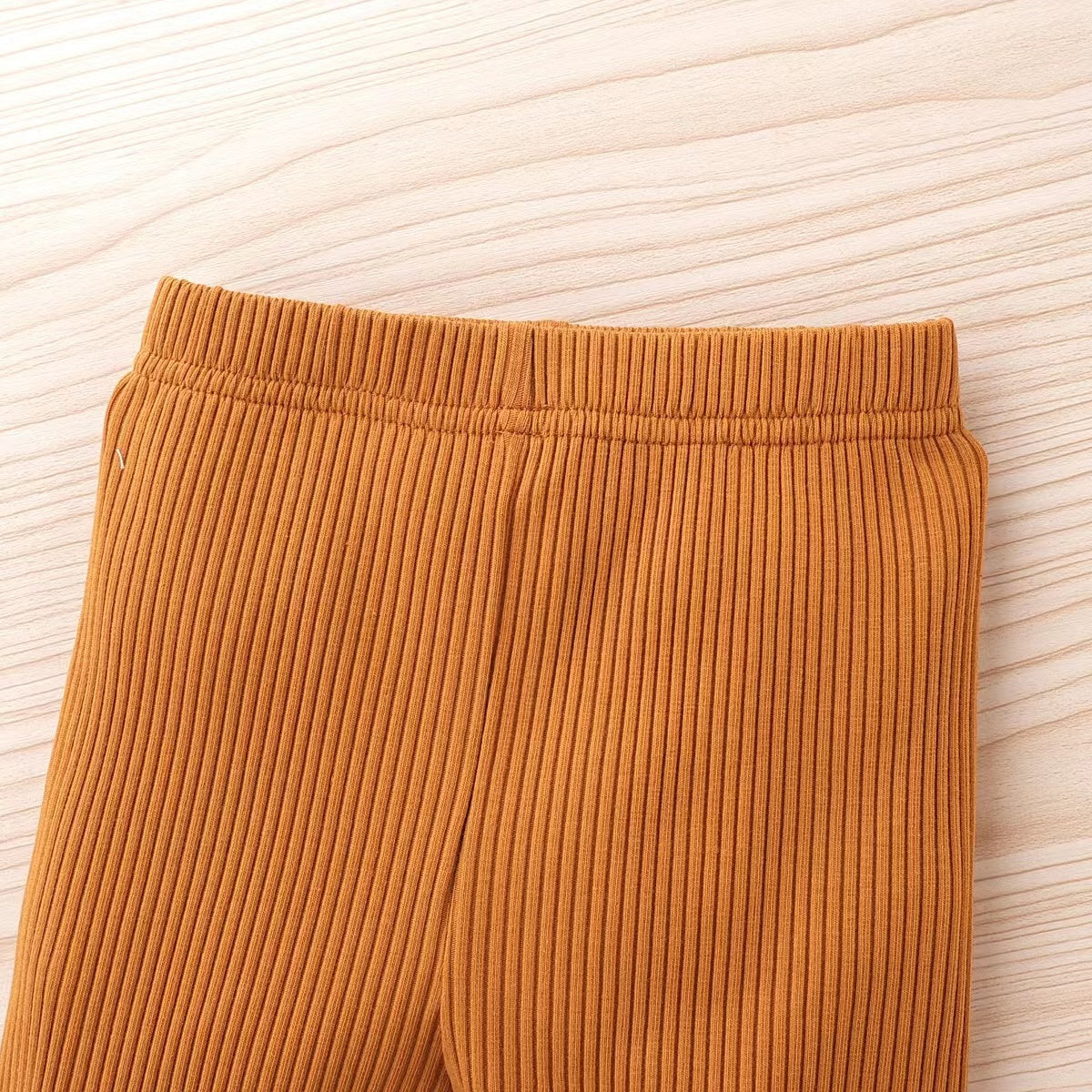 Baby Ribbed Knitted Pattern Solid Color Onesies Combo Trousers Sets