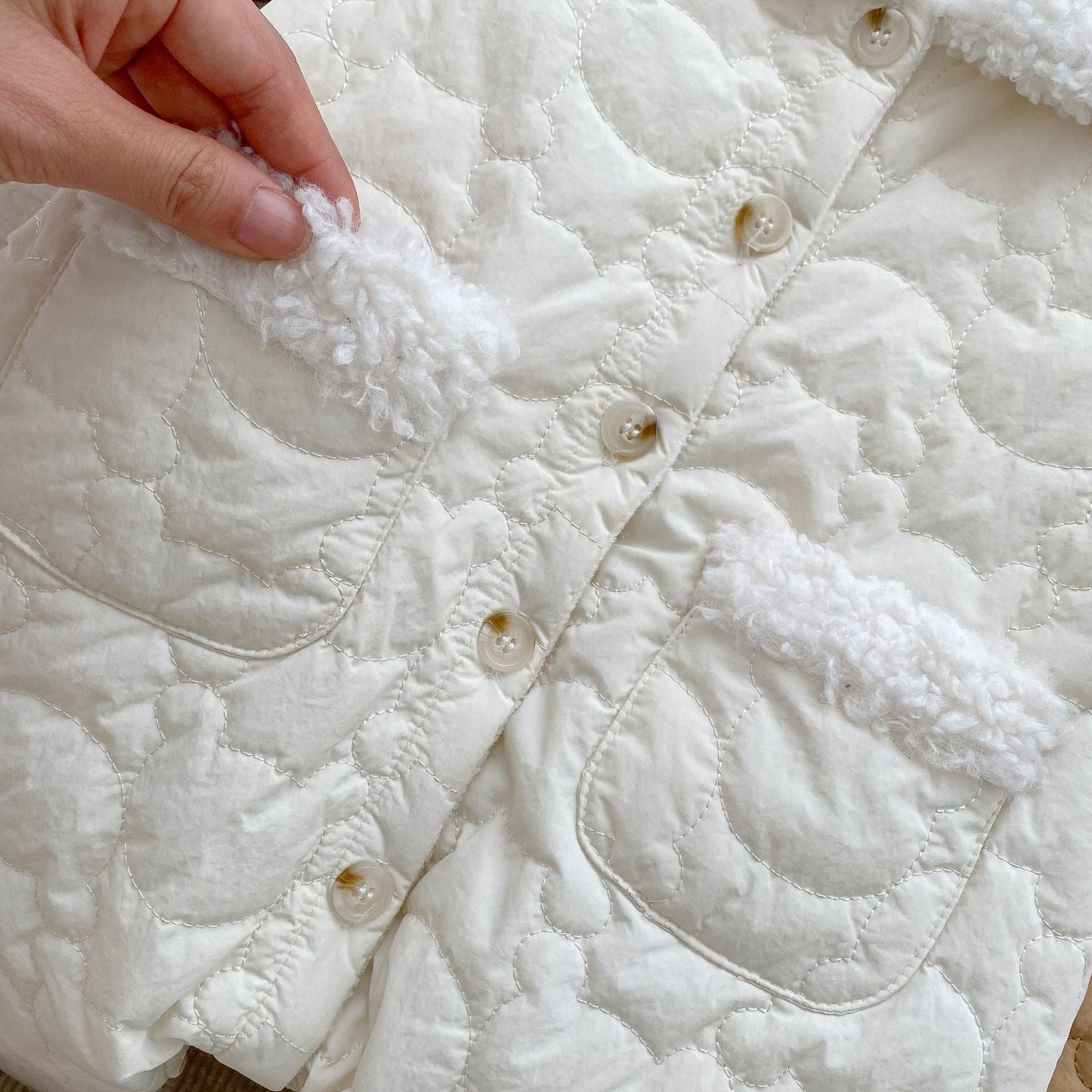 Baby Solid Color Lapel Design Quality Quilted Warm Jumpsuit