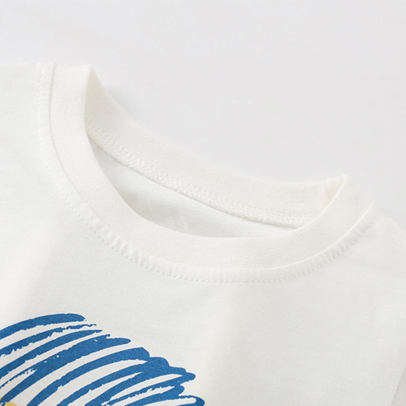 Baby Boy Cartoon Lion Pattern Quality Cotton Tops In Summer