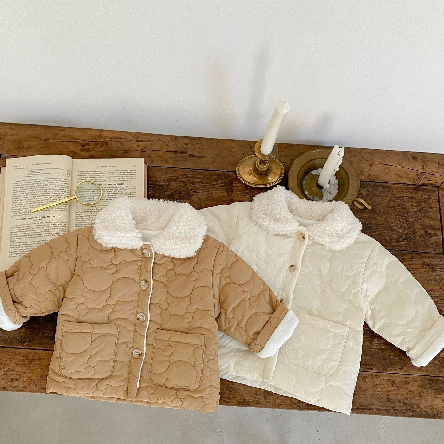 Baby Solid Color Lapel Design Quality Quilted Warm Jumpsuit