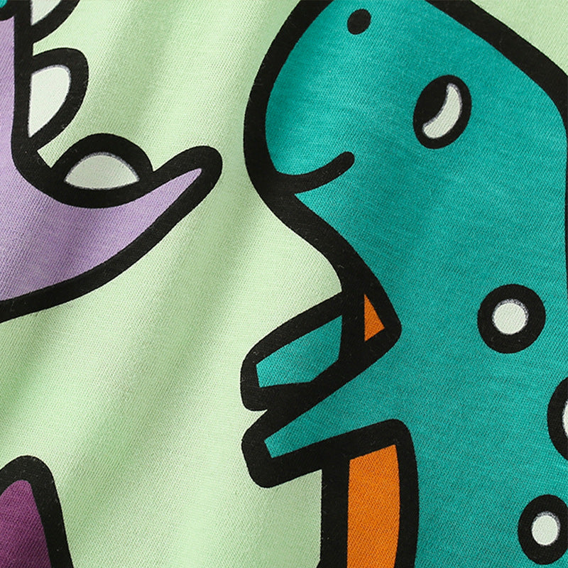 Baby Boy Dinosaur Pattern Round Neck Short Sleeve Tops