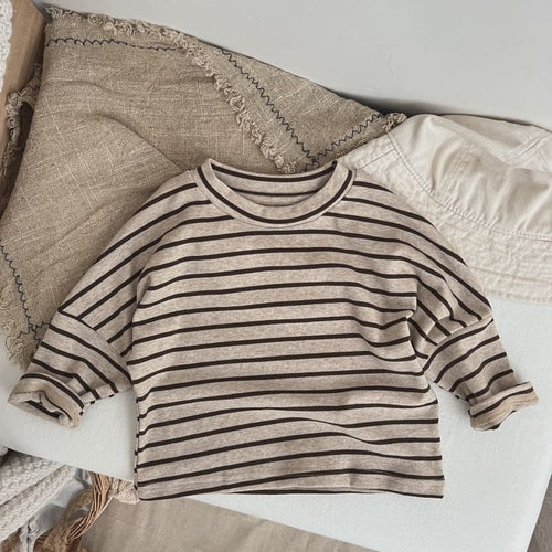 Baby Boys And Girls Striped Pattern O-Neck Long Sleeved Tops