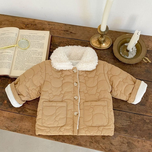 Baby Solid Color Lapel Design Quality Quilted Warm Jumpsuit