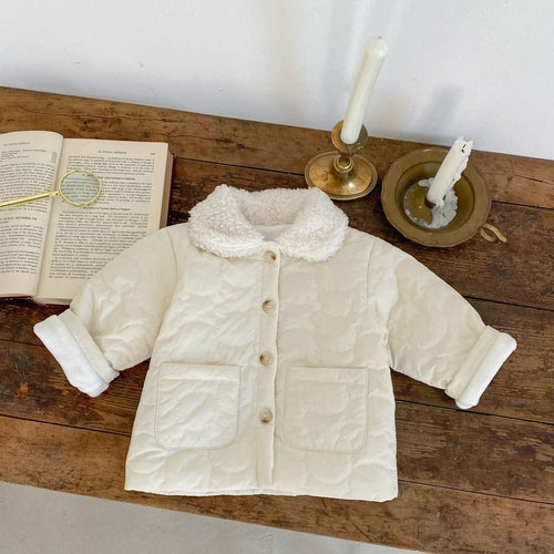 Baby Solid Color Lapel Design Quality Quilted Warm Jumpsuit
