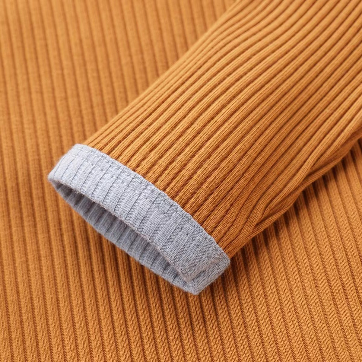 Baby Ribbed Knitted Pattern Solid Color Onesies Combo Trousers Sets