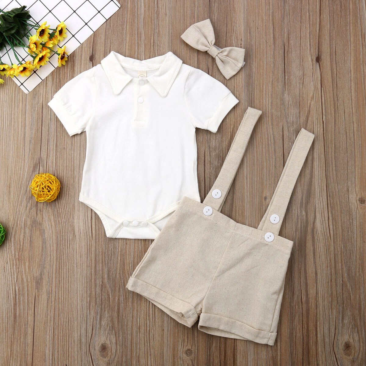 Infant Baby Boy Party Gentleman Clothes 3PCS Bow