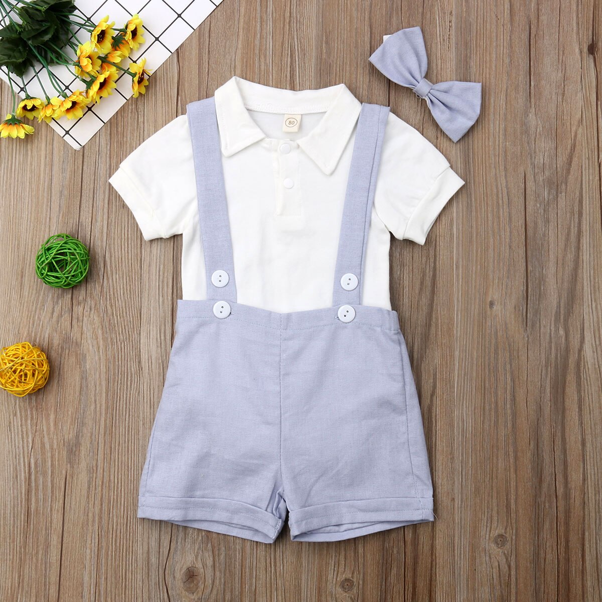 Infant Baby Boy Party Gentleman Clothes 3PCS Bow