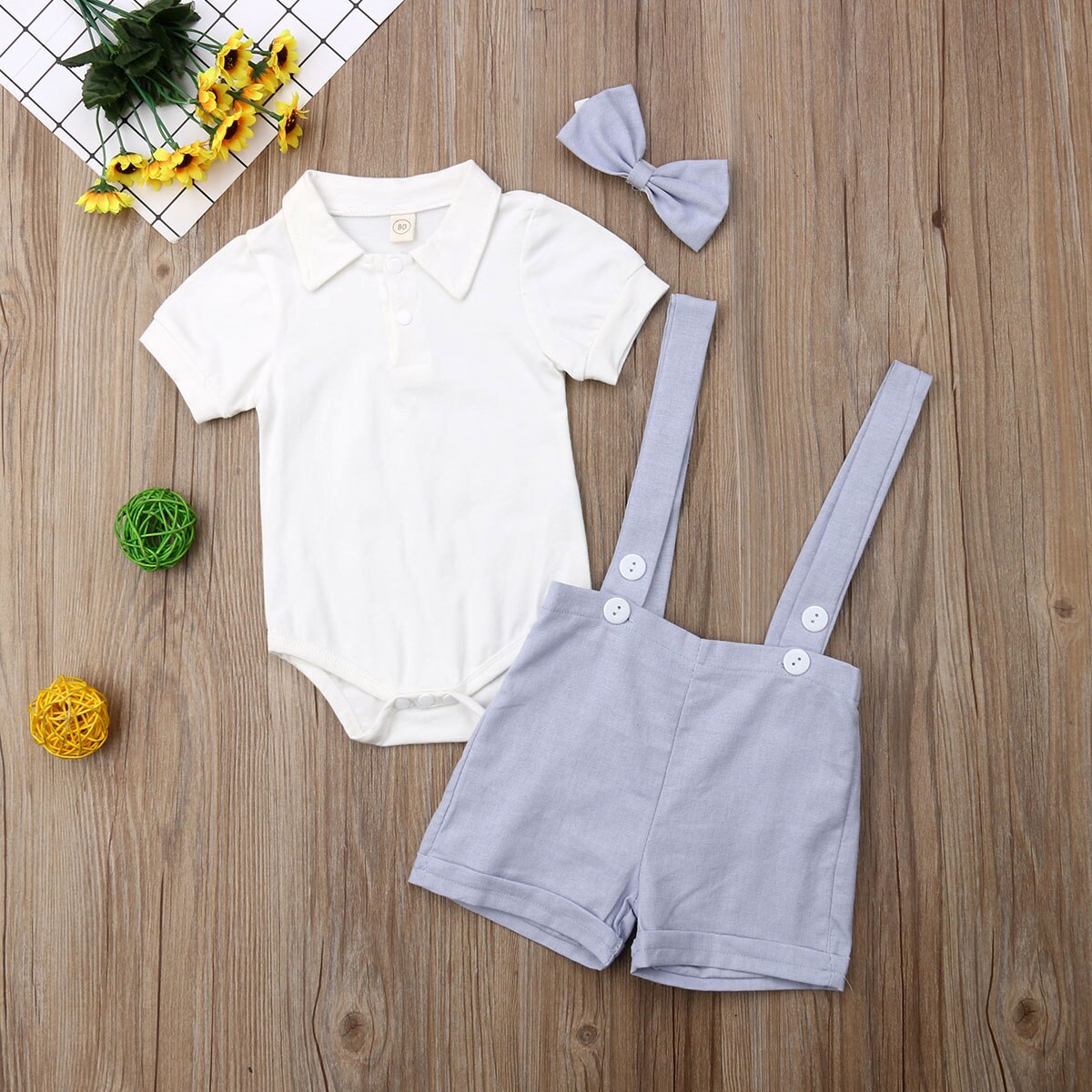 Infant Baby Boy Party Gentleman Clothes 3PCS Bow