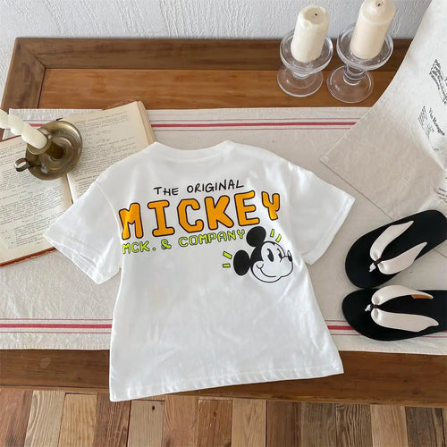 Mickey Kids Clothing Tees Summer Printed Cartoon Fashion Short Sleeve