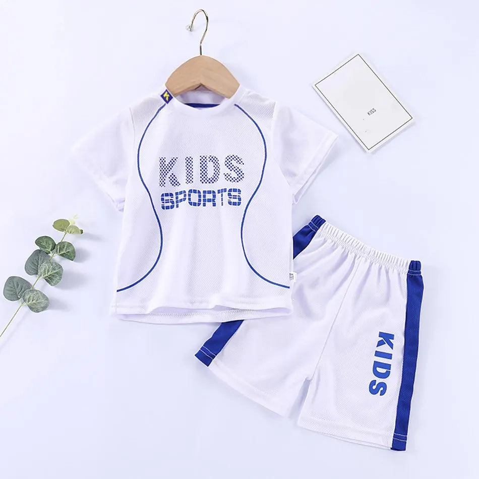 Children Summer Short Sleeve Football Basketball Suit Clothing Set Boy