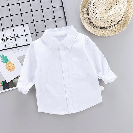 New Children SOLID WHITE Boys/girls Shirts Kids Tops Boys/girls Long
