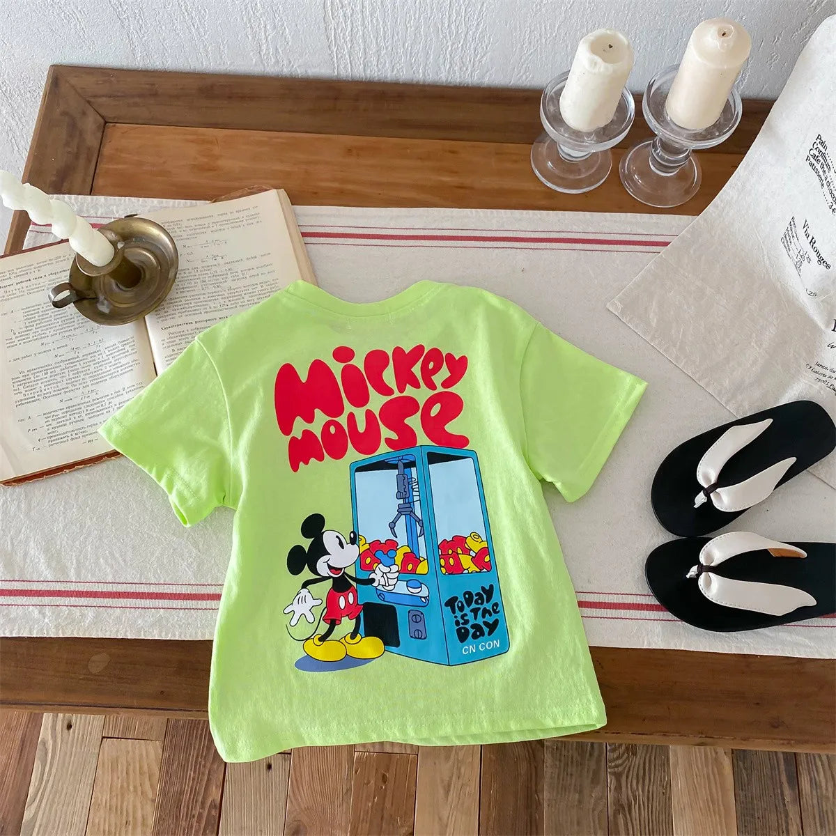 Mickey Kids Clothing Tees Summer Printed Cartoon Fashion Short Sleeve