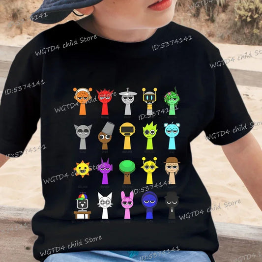 New Sprunki Kids T-shirt Cartoon Game Figure Printed Tops Tees Boys