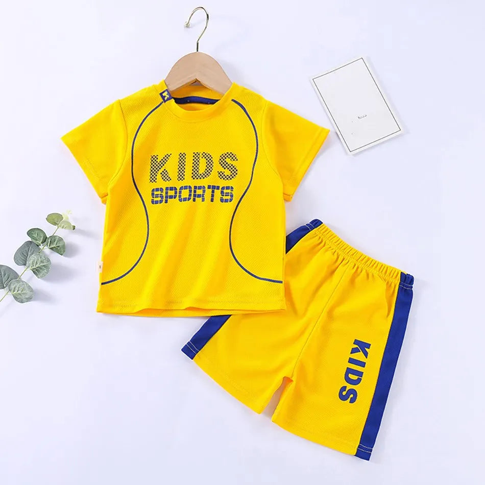 Children Summer Short Sleeve Football Basketball Suit Clothing Set Boy
