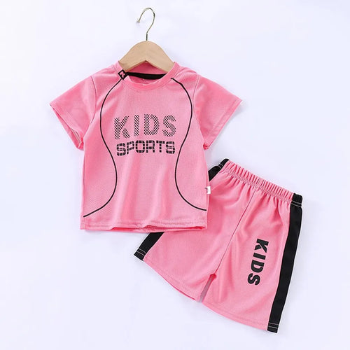 Children Summer Short Sleeve Football Basketball Suit Clothing Set Boy