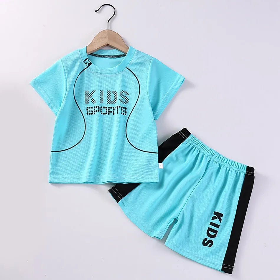 Children Summer Short Sleeve Football Basketball Suit Clothing Set Boy