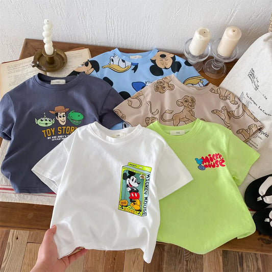 Mickey Kids Clothing Tees Summer Printed Cartoon Fashion Short Sleeve