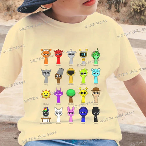 New Sprunki Kids T-shirt Cartoon Game Figure Printed Tops Tees Boys