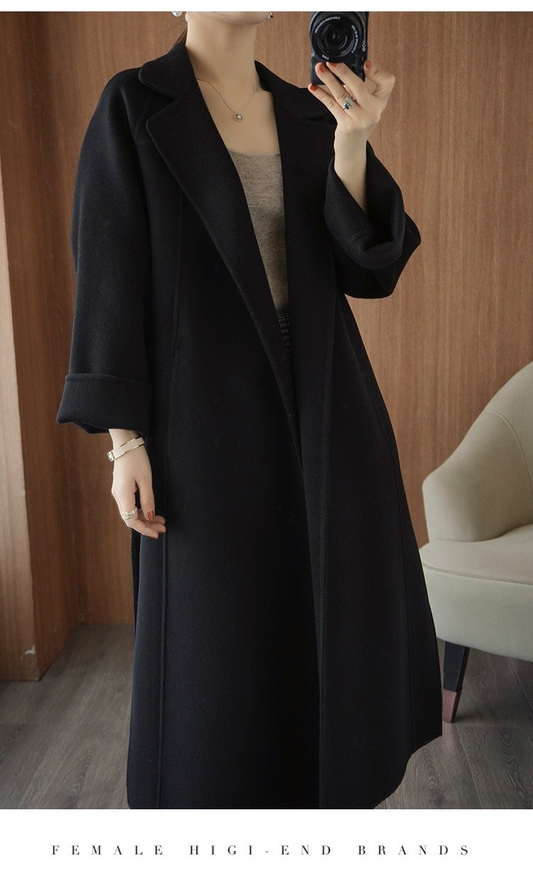 Reversible Cashmere Coat Women's Mid-length Loose Over Knee Coat
