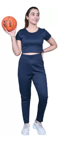 Women Top Chinos Co-ords Set (Color Navy Blue) (Size M)
